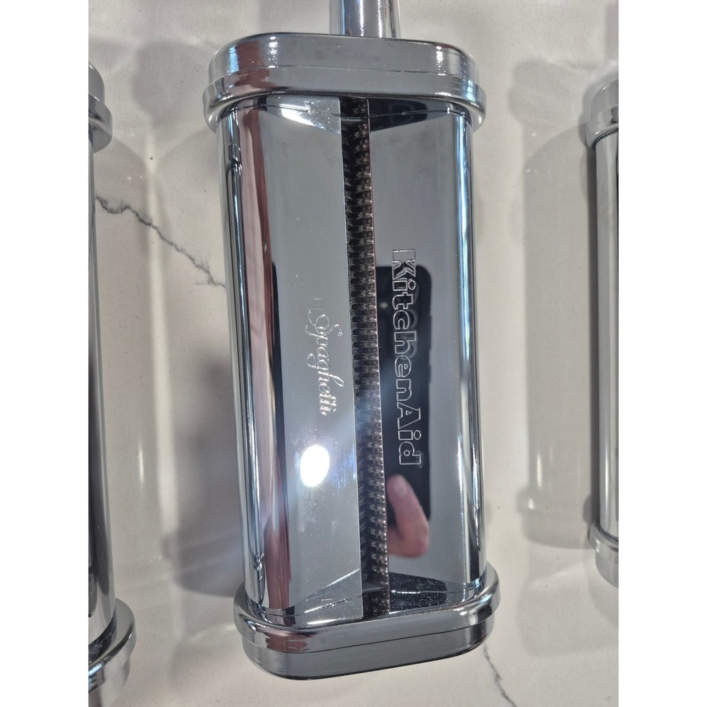 KitchenAid 3-Piece Pasta Roller & Cutter Set Attachment KSMPSA KSMPRA Chrome - Picture 4 of 8